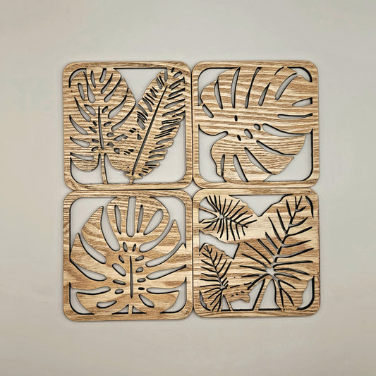 Monstera Leaf Coasters - Ash Wood (set of four)