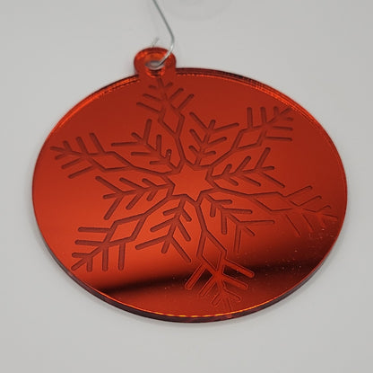 Snowflake Ornament - Red Mirror Acrylic