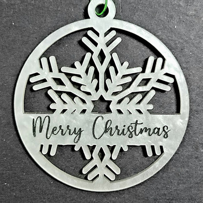 Snowflake Text Ornament - Silver ColorWave Acrylic