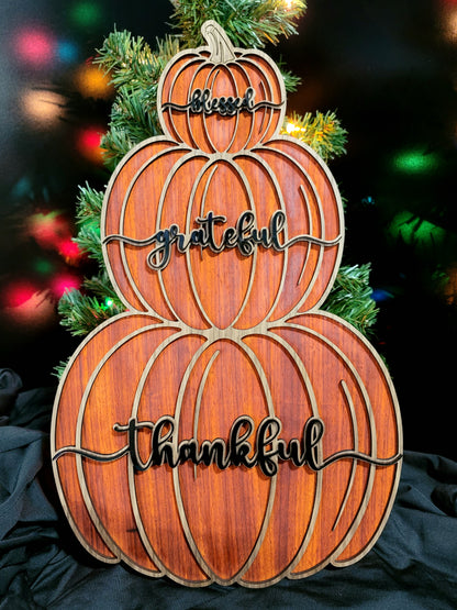 Blessed, grateful, thankful 3 tiered pumpkin