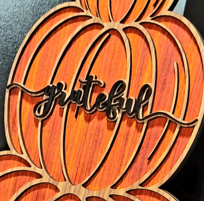 Blessed, grateful, thankful 3 tiered pumpkin
