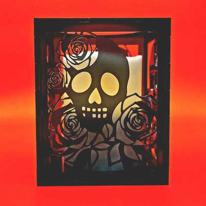 Halloween Lantern - Skull & Roses