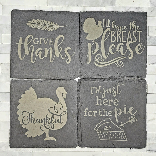 Set of 4 Slate Thanksgiving Coasters
